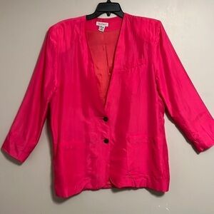 Campaignie‎ Internationale Express Hot Pink silk 90s oversized blazer